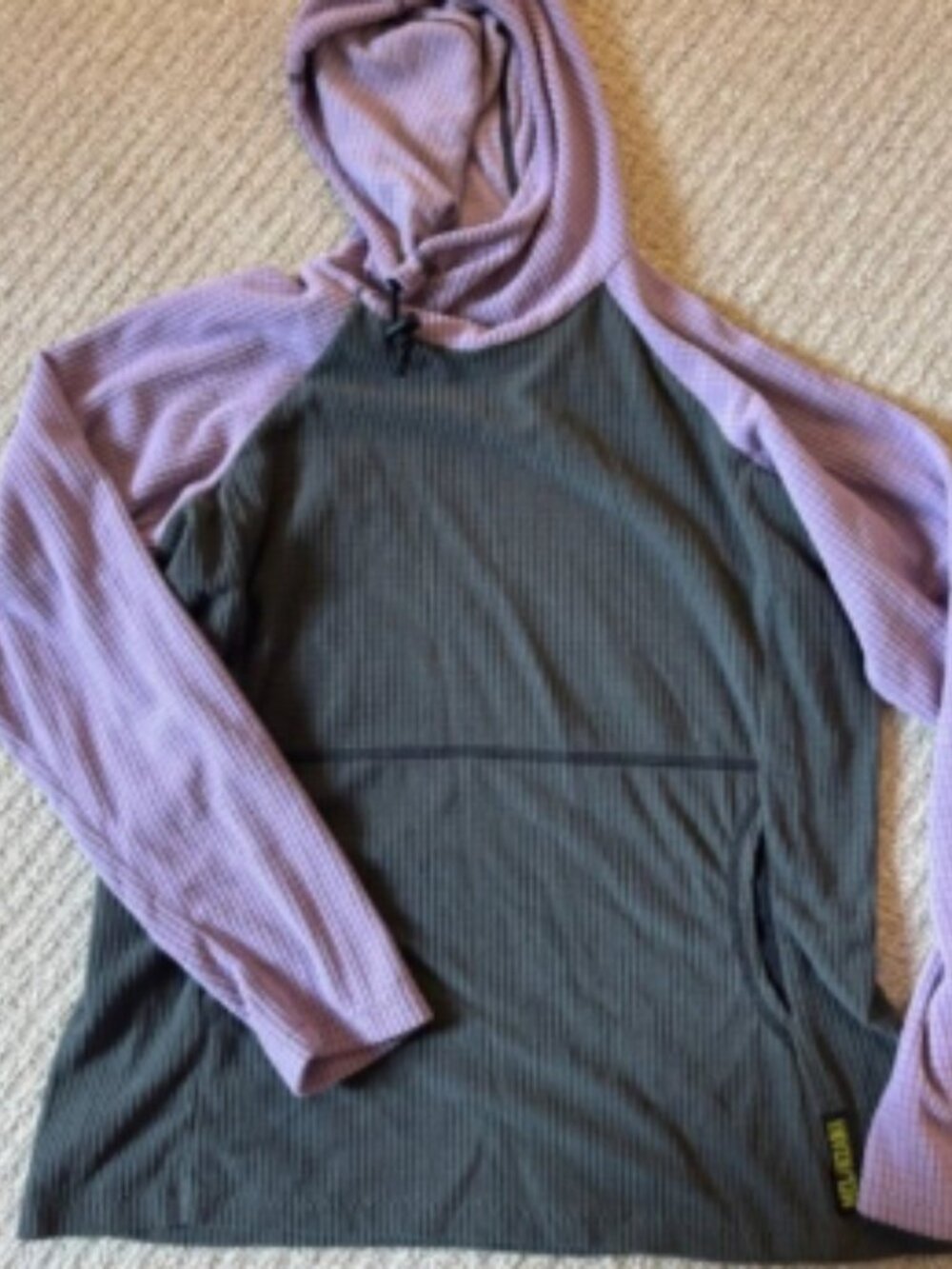 Melanzana Women’s Medium Micro Grid Hoodie Purple Green Jacket GUC Microgrid